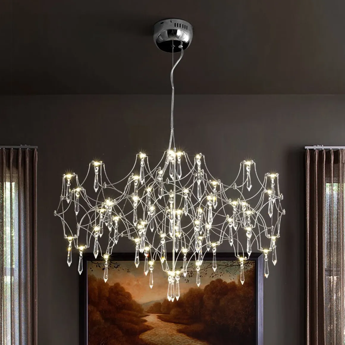 (OpenBox) Modern Luxe Glam Starry Sky LED Crystal Chandelier