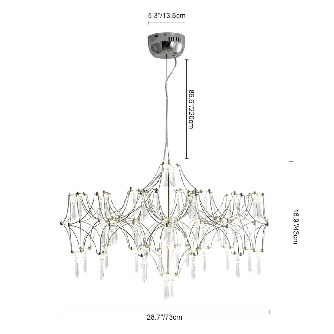 (OpenBox) Modern Luxe Glam Starry Sky LED Crystal Chandelier