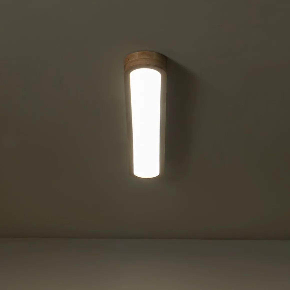 (OpenBox) Natural Wood Long Oval Dimmable LED Flush Mount