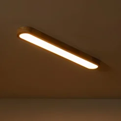(OpenBox) Natural Wood Long Oval Dimmable LED Flush Mount