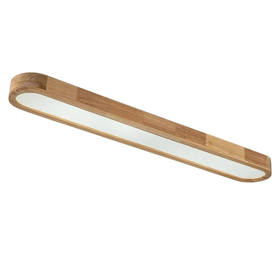 (OpenBox) Natural Wood Long Oval Dimmable LED Flush Mount