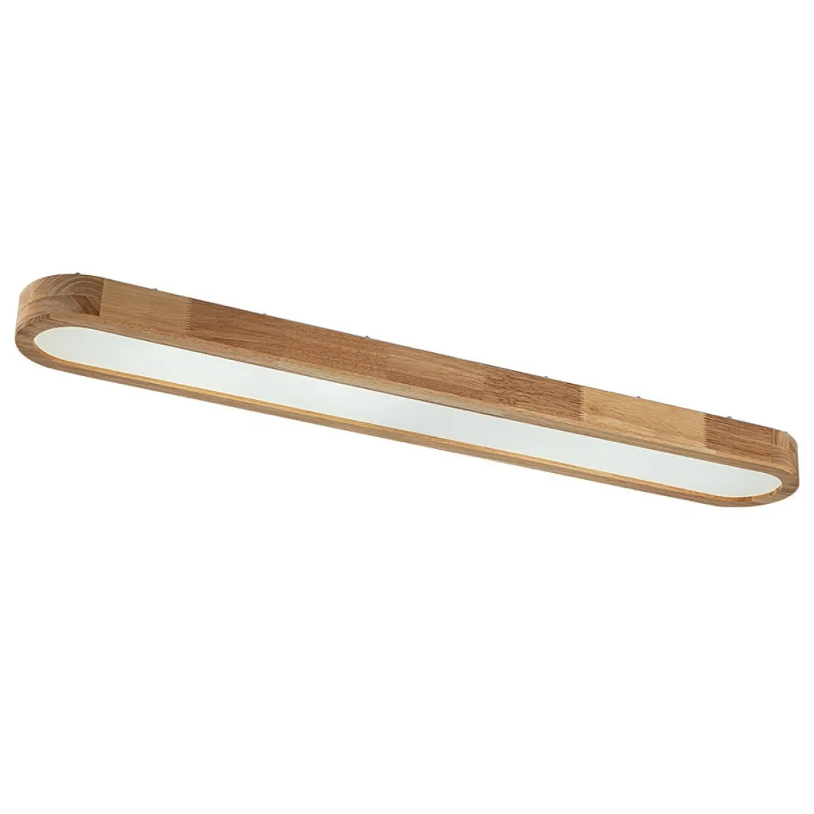 (OpenBox) Natural Wood Long Oval Dimmable LED Flush Mount