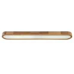 (OpenBox) Natural Wood Long Oval Dimmable LED Flush Mount