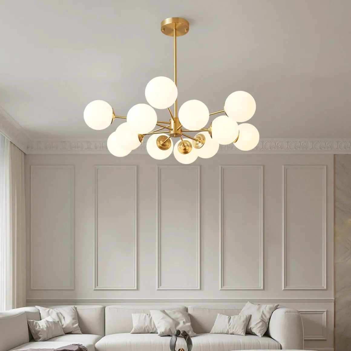 (OpenBox) Opal Glass Globe Sputnik Chandelier