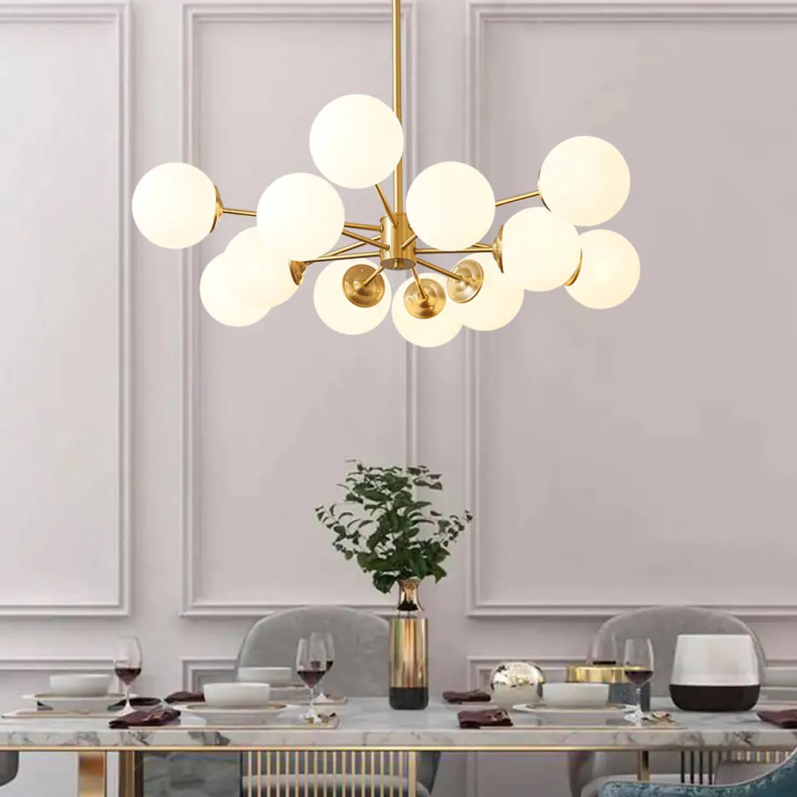 (OpenBox) Opal Glass Globe Sputnik Chandelier