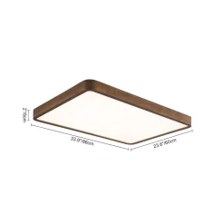 (OpenBox) Rectangle Walnut Dimmable LED Flush Mount Ceiling Light