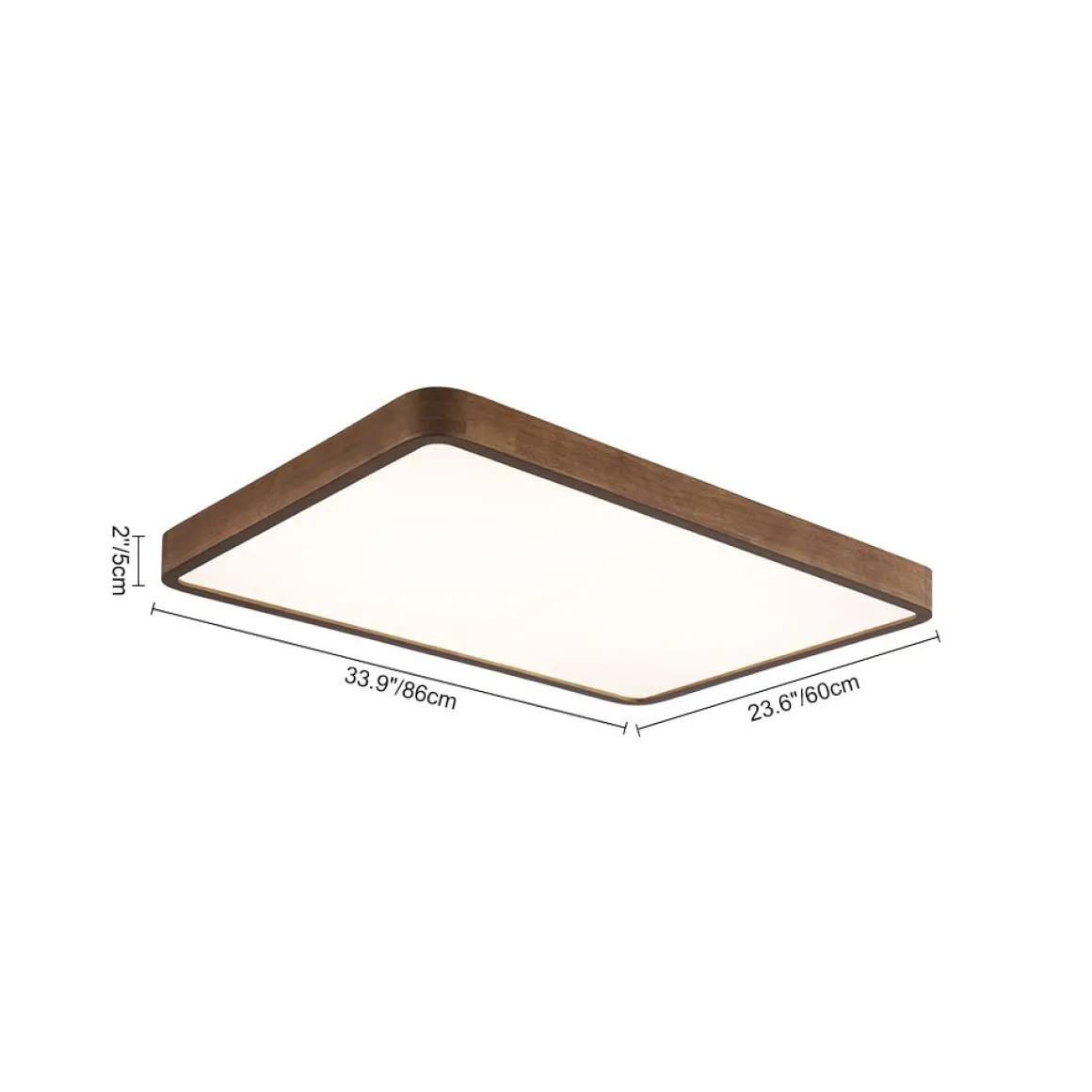 (OpenBox) Rectangle Walnut Dimmable LED Flush Mount Ceiling Light