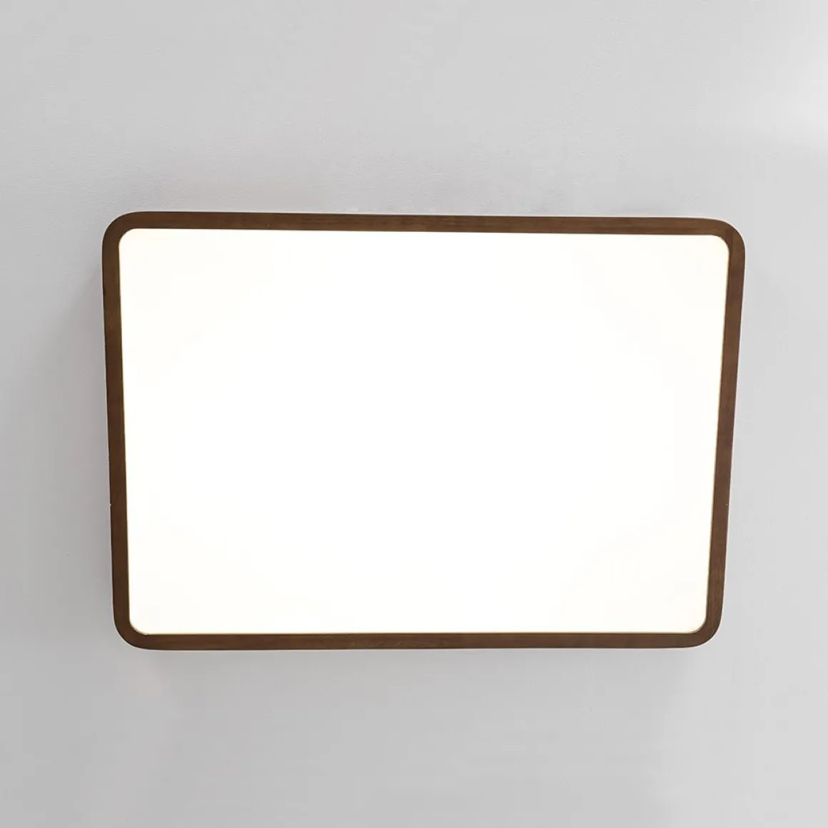 (OpenBox) Rectangle Walnut Dimmable LED Flush Mount Ceiling Light