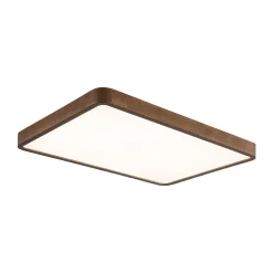 (OpenBox) Rectangle Walnut Dimmable LED Flush Mount Ceiling Light