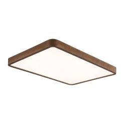 (OpenBox) Rectangle Walnut Dimmable LED Flush Mount Ceiling Light