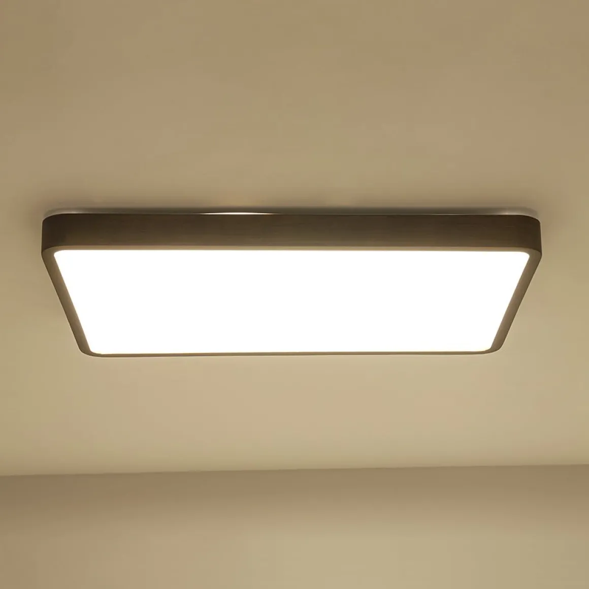 (OpenBox) Rectangle Walnut Dimmable LED Flush Mount Ceiling Light
