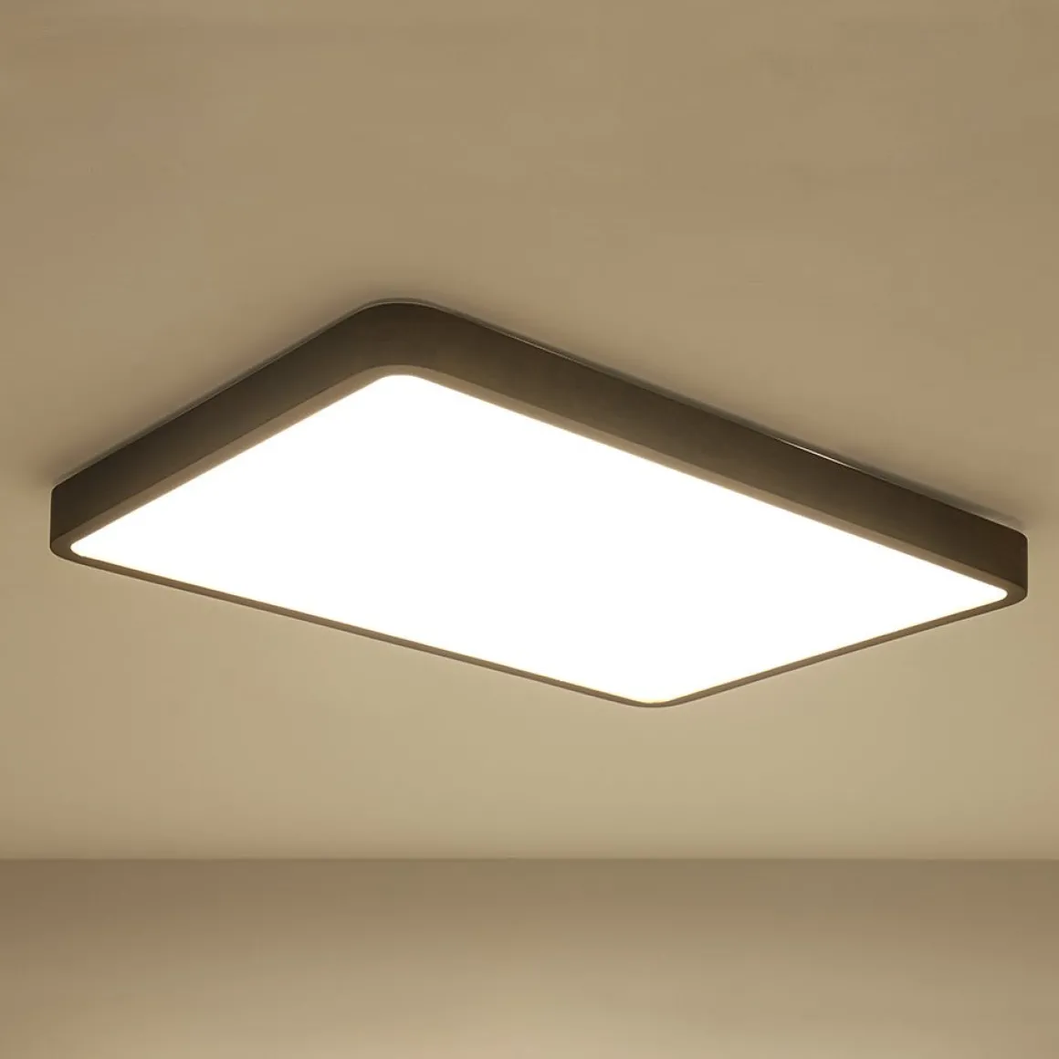 (OpenBox) Rectangle Walnut Dimmable LED Flush Mount Ceiling Light