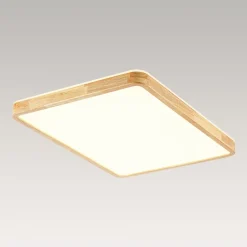 (OpenBox) Rectangle Wood Dimmable LED Flush Mount Light