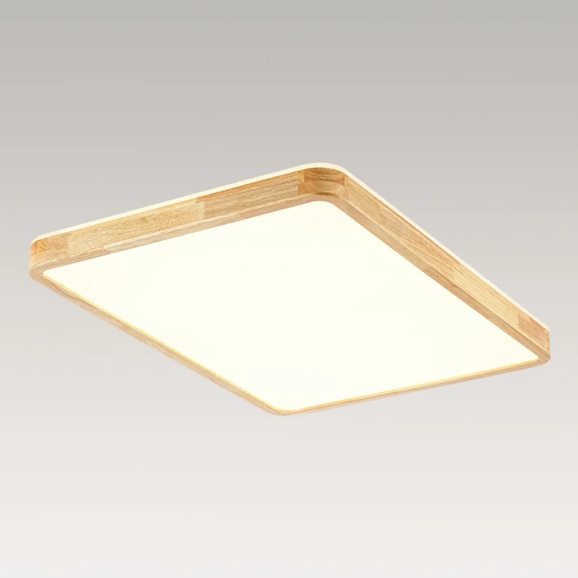 (OpenBox) Rectangle Wood Dimmable LED Flush Mount Light