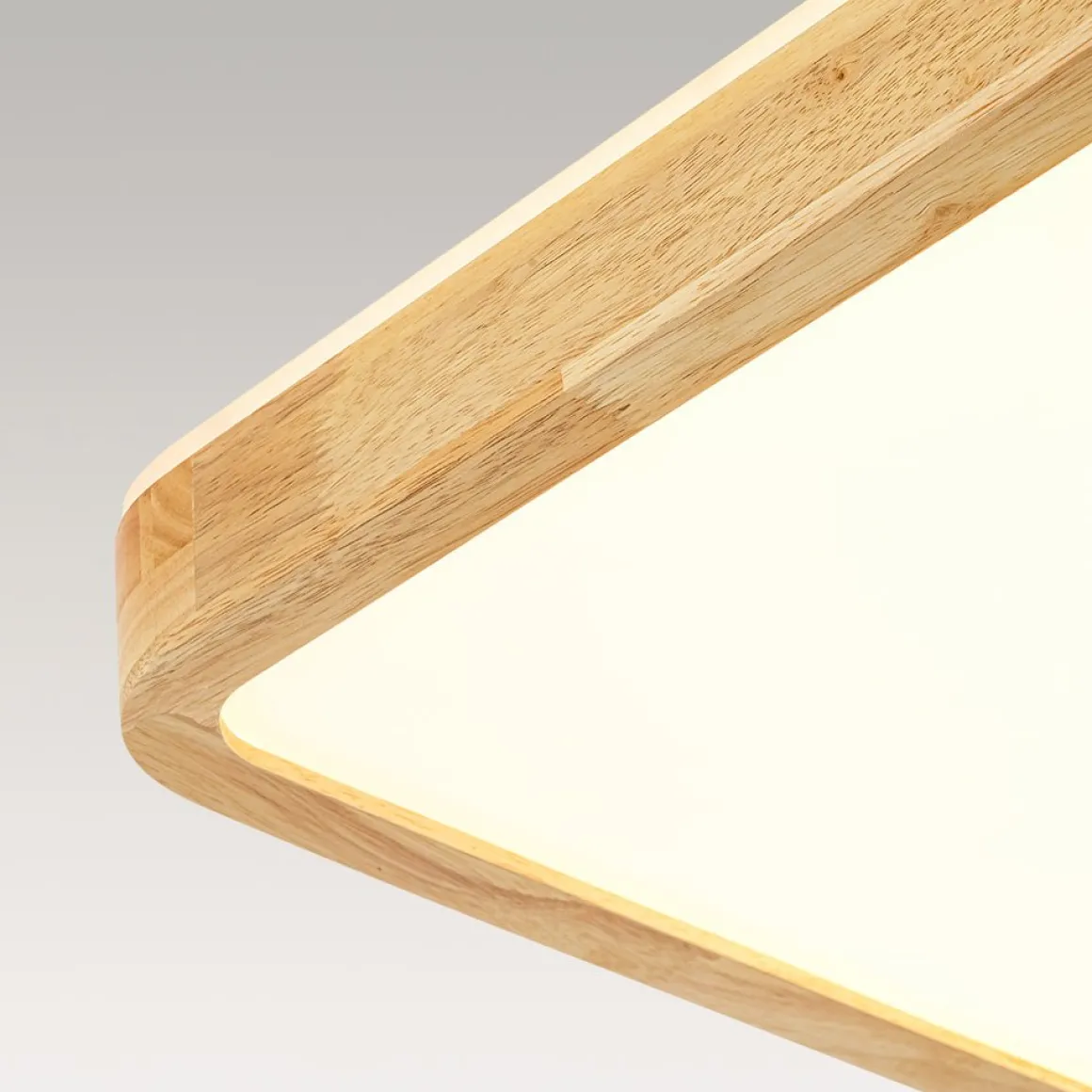 (OpenBox) Rectangle Wood Dimmable LED Flush Mount Light
