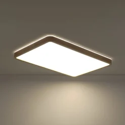 (OpenBox) Rectangle Wood Dimmable LED Flush Mount Light