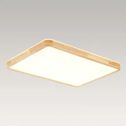 (OpenBox) Rectangle Wood Dimmable LED Flush Mount Light