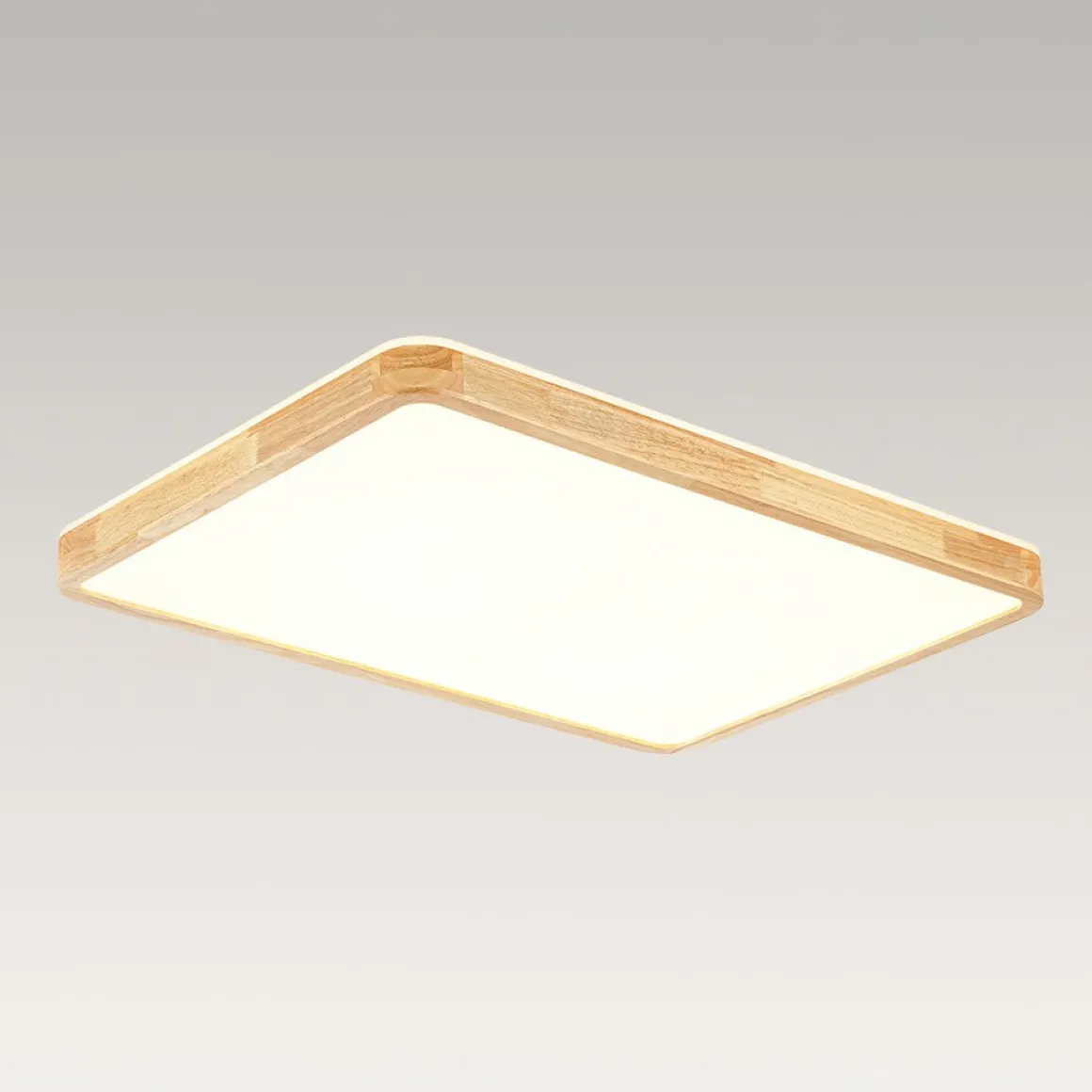 (OpenBox) Rectangle Wood Dimmable LED Flush Mount Light