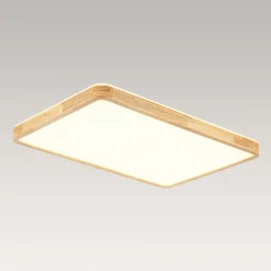(OpenBox) Rectangle Wood Dimmable LED Flush Mount Light