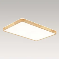 (OpenBox) Rectangle Wood Dimmable LED Flush Mount Light