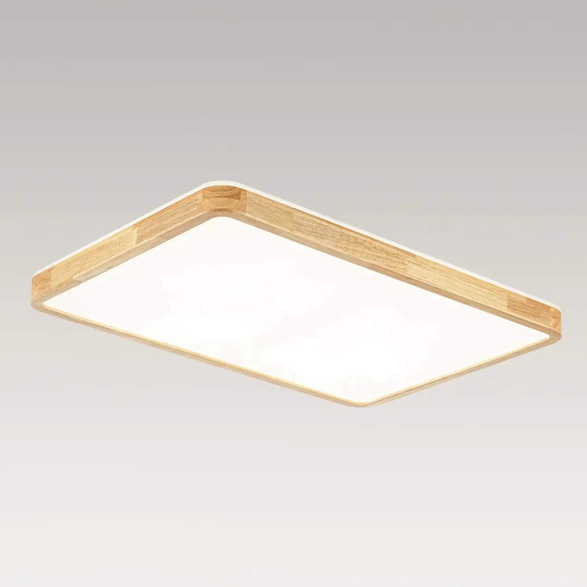 (OpenBox) Rectangle Wood Dimmable LED Flush Mount Light