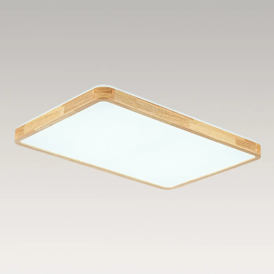 (OpenBox) Rectangle Wood Dimmable LED Flush Mount Light