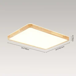 (OpenBox) Rectangle Wood Dimmable LED Flush Mount Light