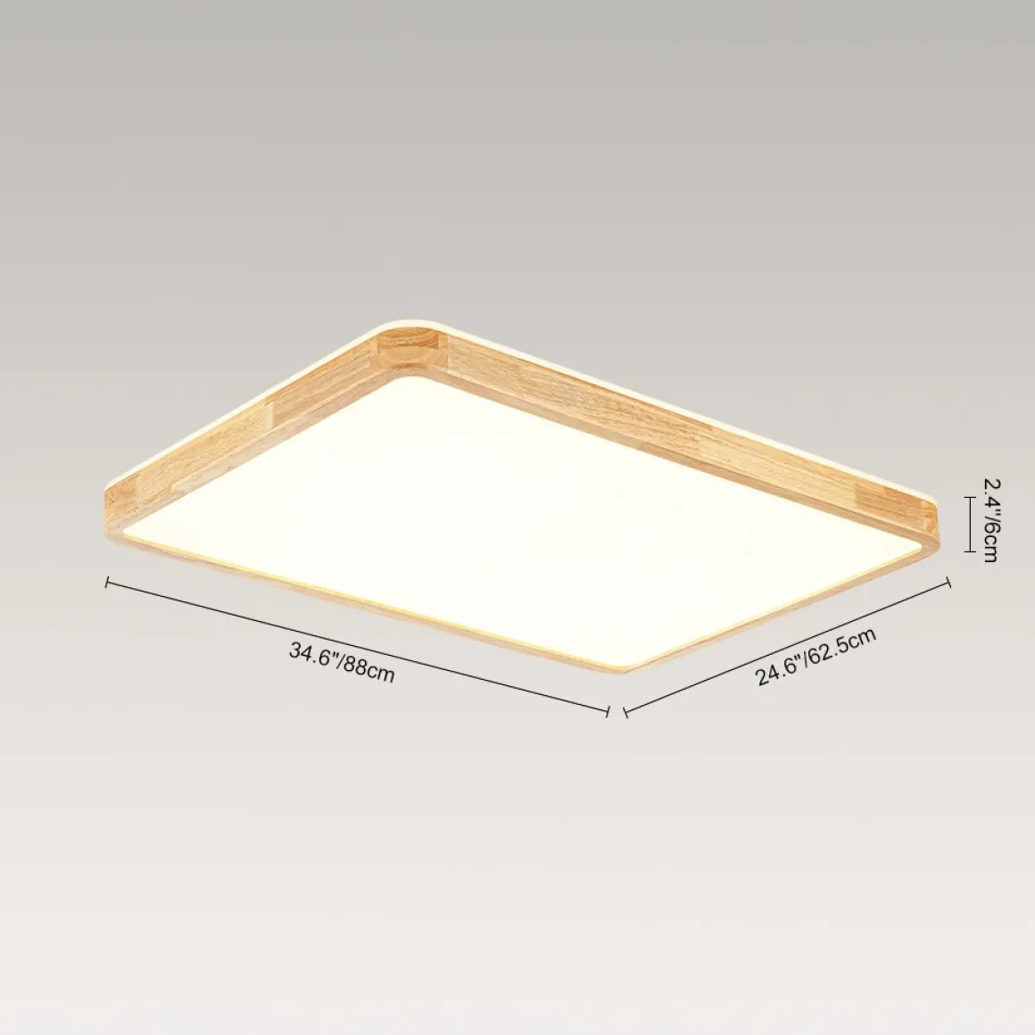 (OpenBox) Rectangle Wood Dimmable LED Flush Mount Light