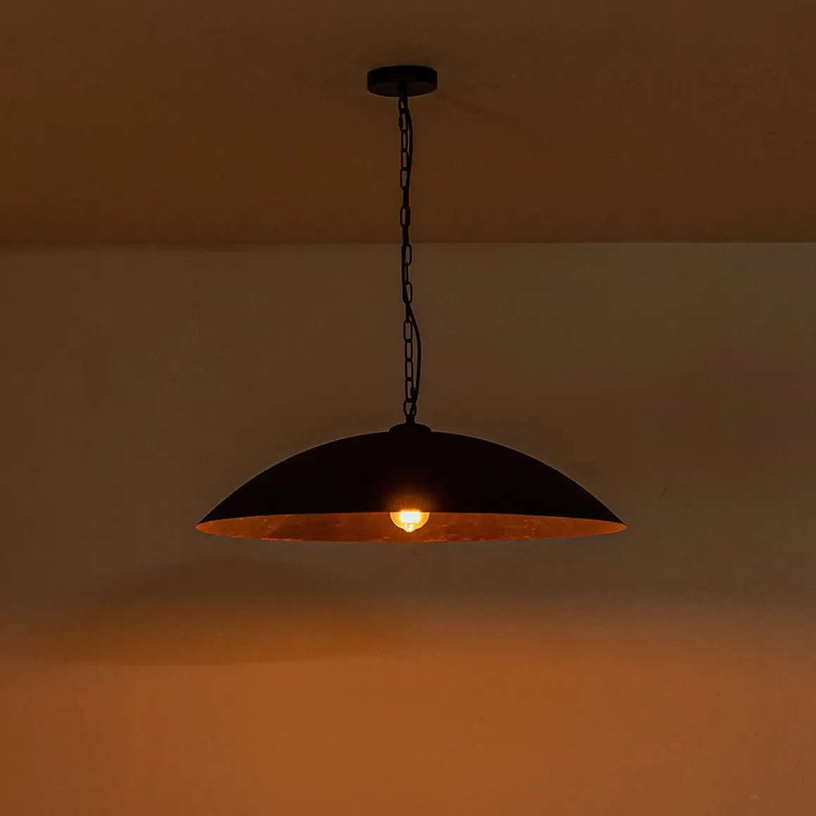 (OpenBox) Vintage Oversized Flat Dome Metal Pendant Light