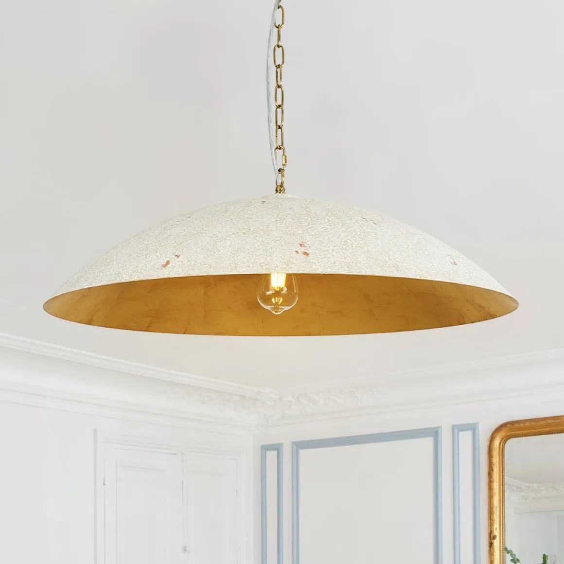 (OpenBox) Vintage Oversized Flat Dome Metal Pendant Light