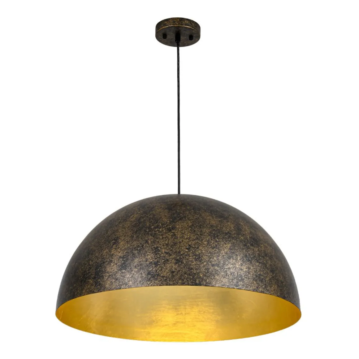Oversized Antique Dark Rust Iron Dome Pendant Light