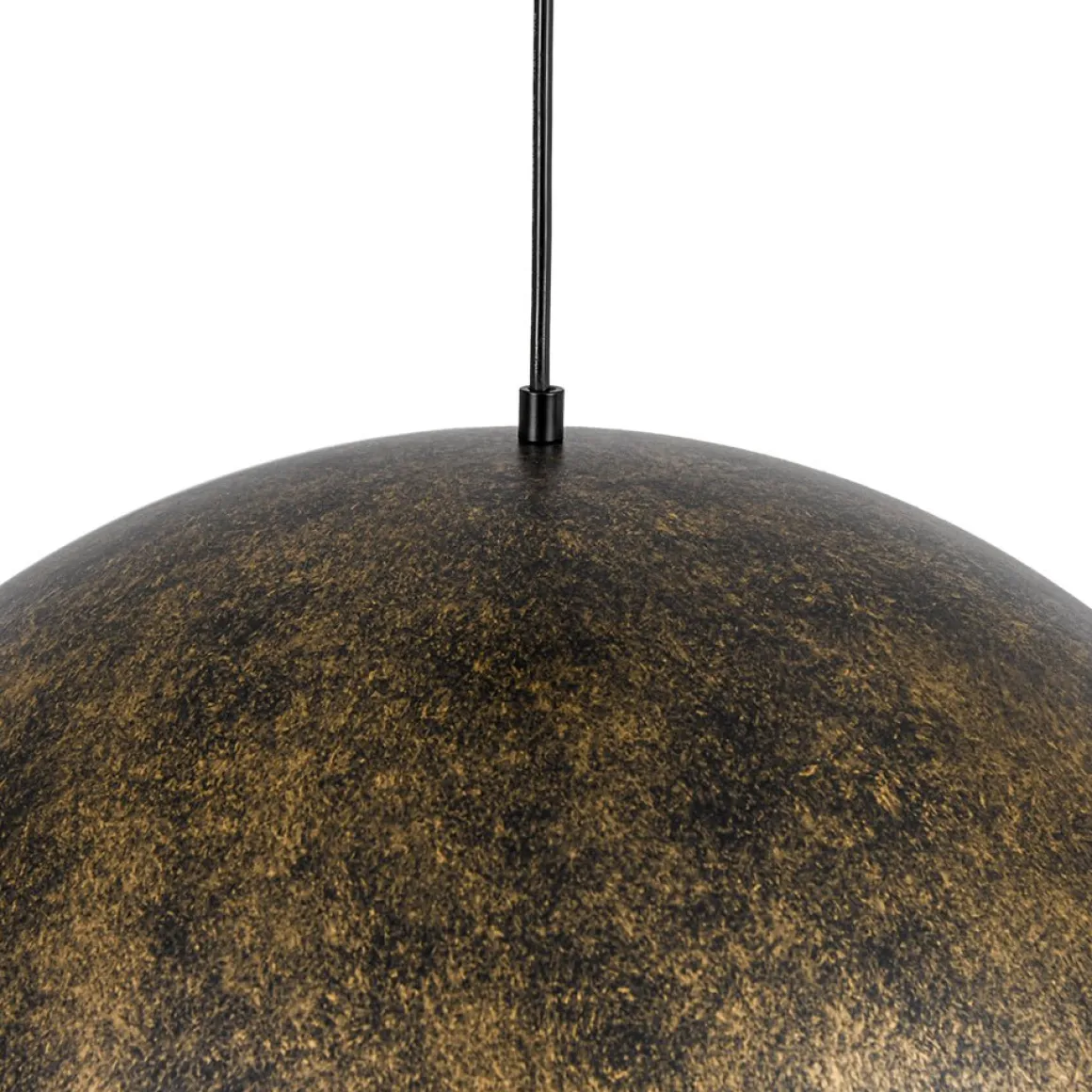 Oversized Antique Dark Rust Iron Dome Pendant Light