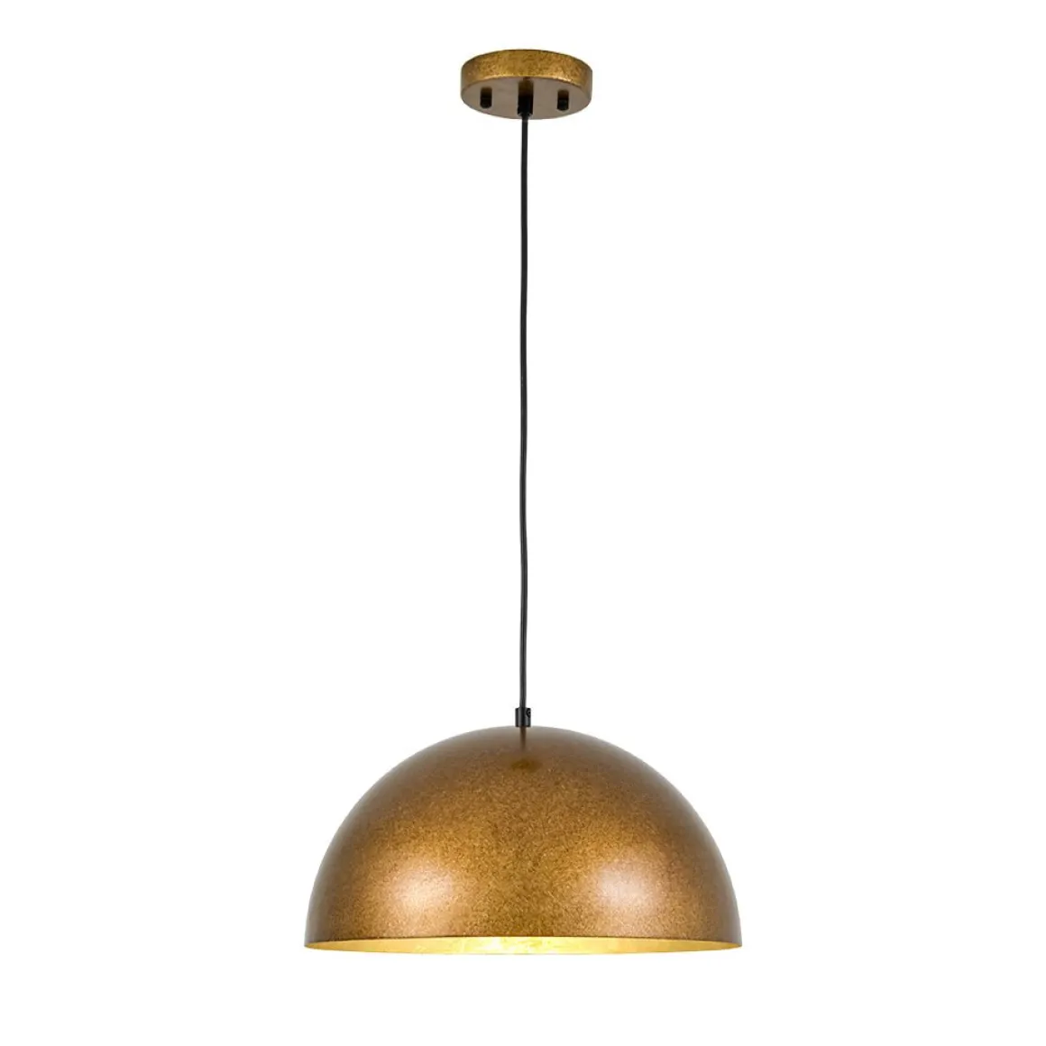 Oversized Antique Dark Rust Iron Dome Pendant Light