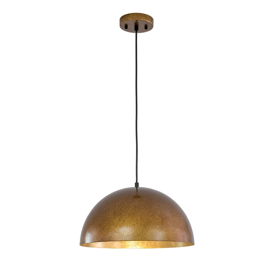 Oversized Antique Dark Rust Iron Dome Pendant Light