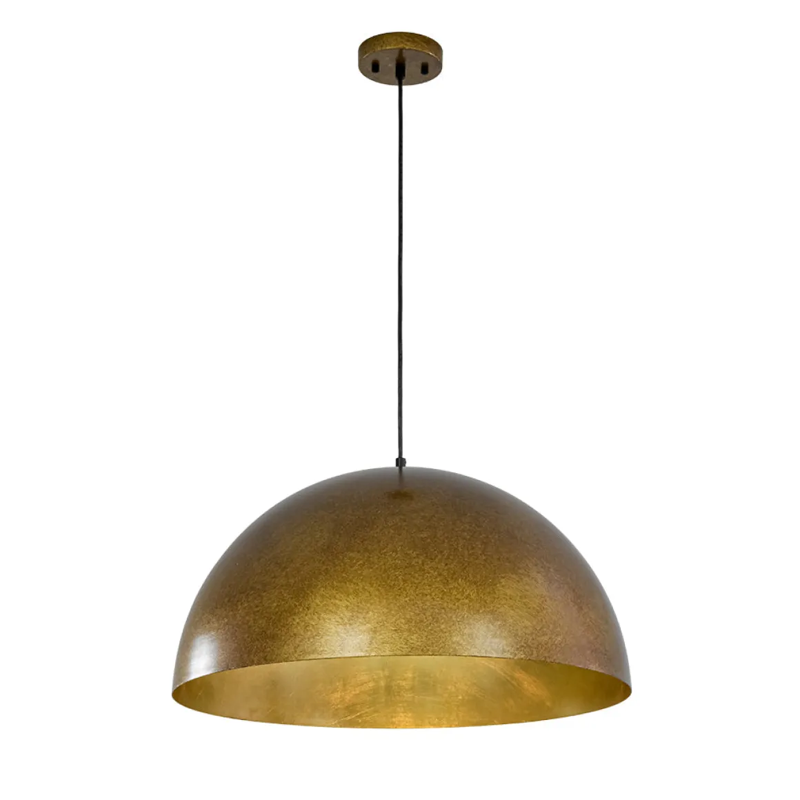 Oversized Antique Dark Rust Iron Dome Pendant Light