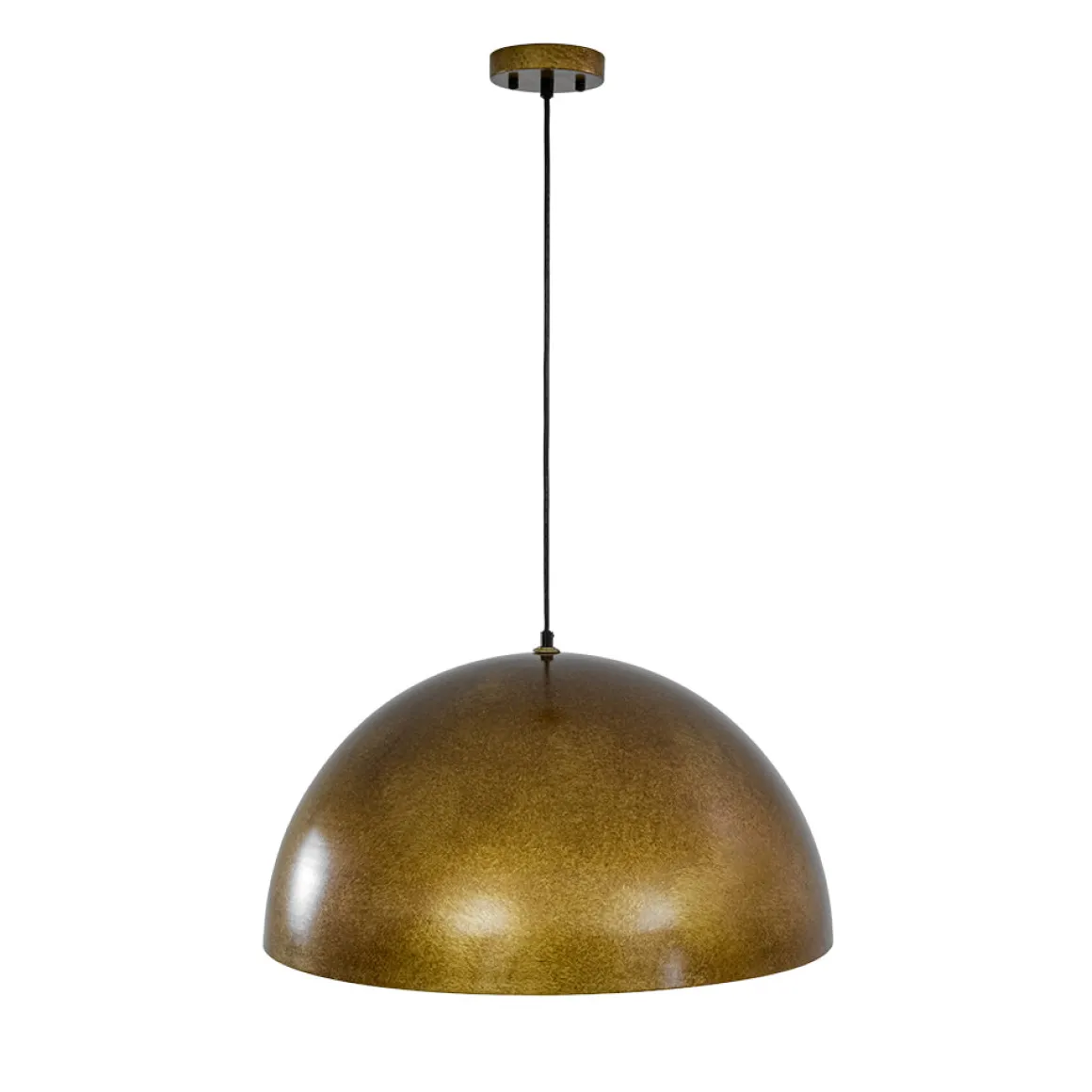 Oversized Antique Dark Rust Iron Dome Pendant Light