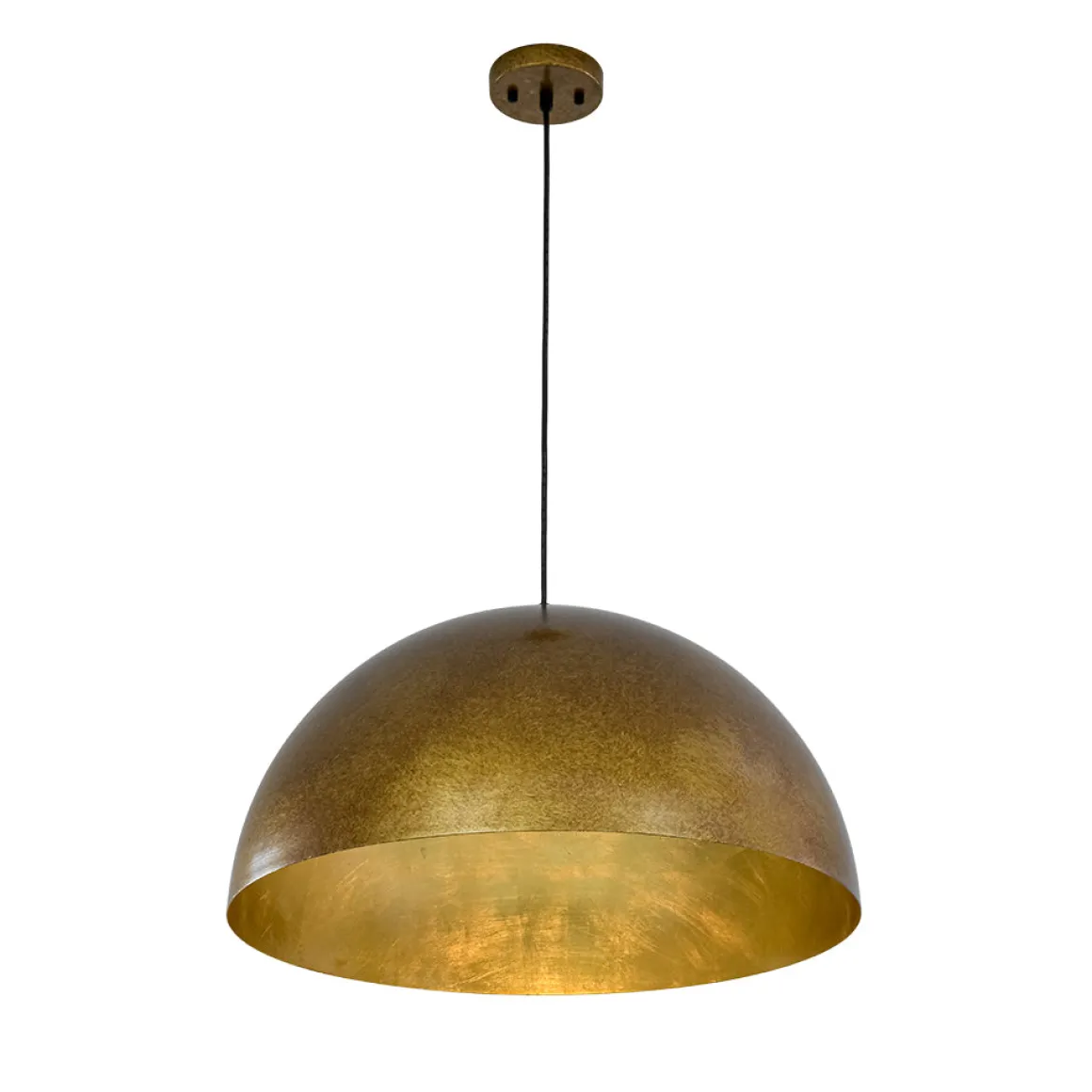Oversized Antique Dark Rust Iron Dome Pendant Light