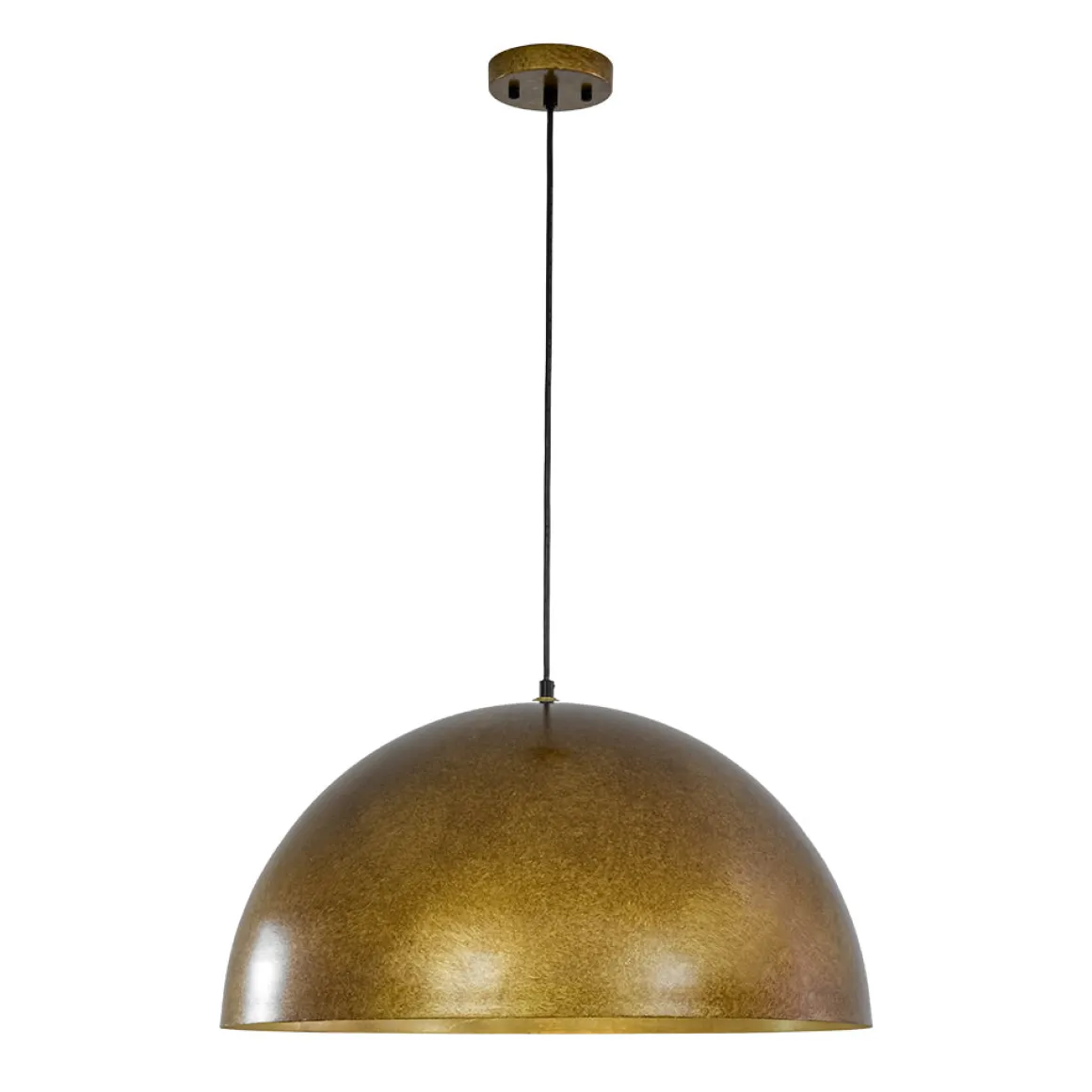 Oversized Antique Dark Rust Iron Dome Pendant Light
