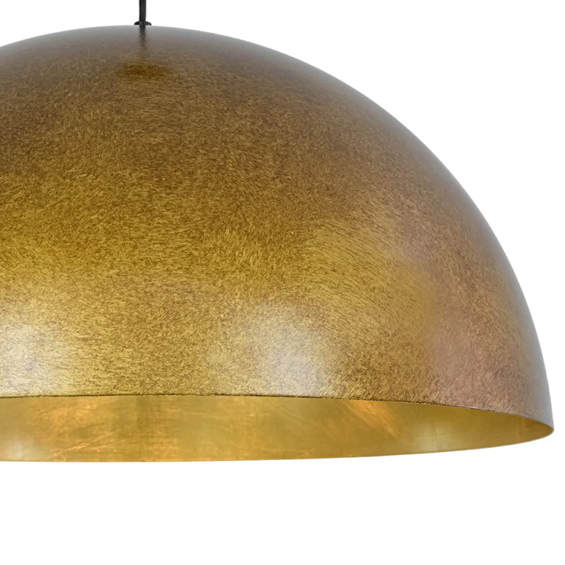 Oversized Antique Dark Rust Iron Dome Pendant Light