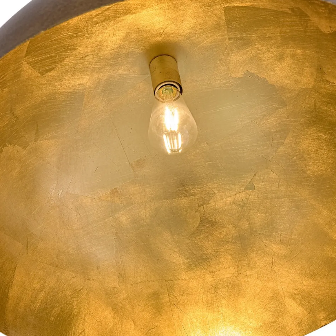 Oversized Antique Dark Rust Iron Dome Pendant Light