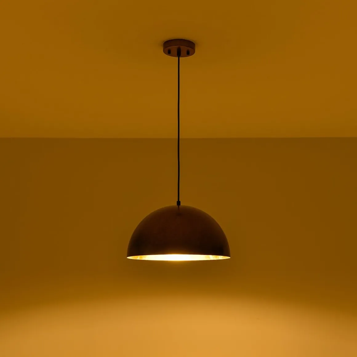 Oversized Antique Dark Rust Iron Dome Pendant Light