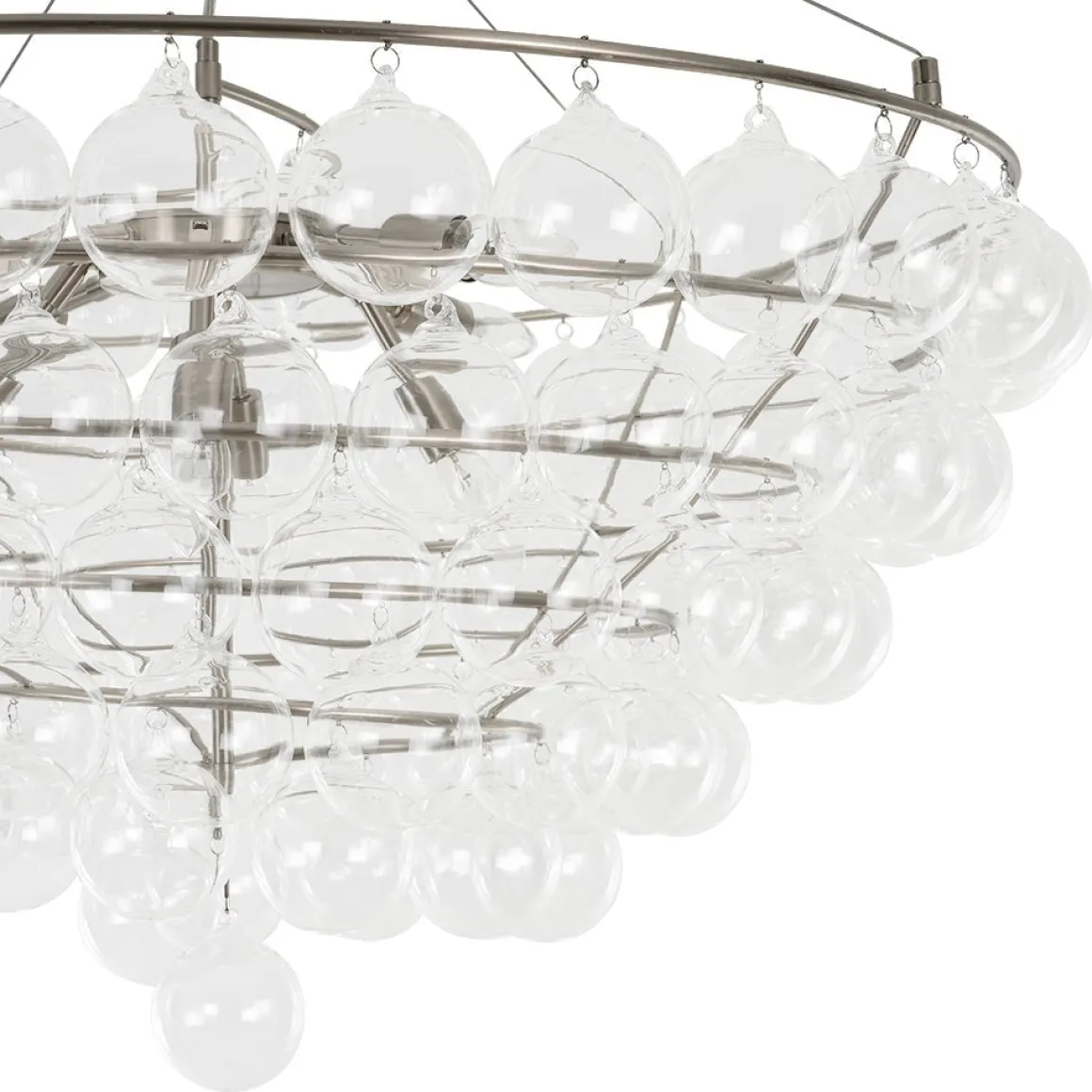 Oversized 8-Light Spiral Tiered Clear Glass Bubble Chandelier