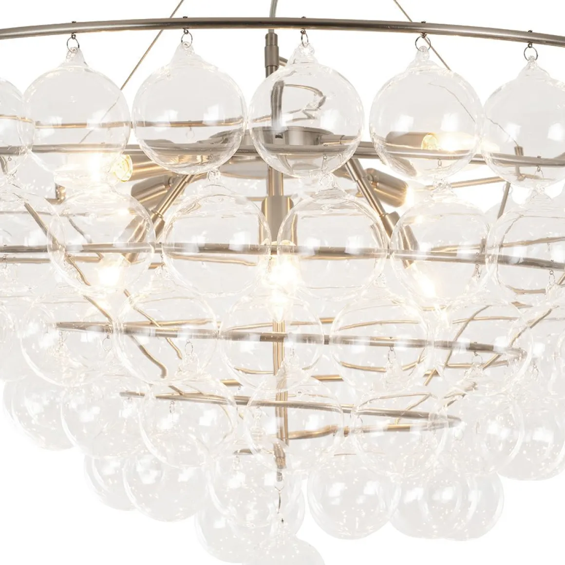 Oversized 8-Light Spiral Tiered Clear Glass Bubble Chandelier