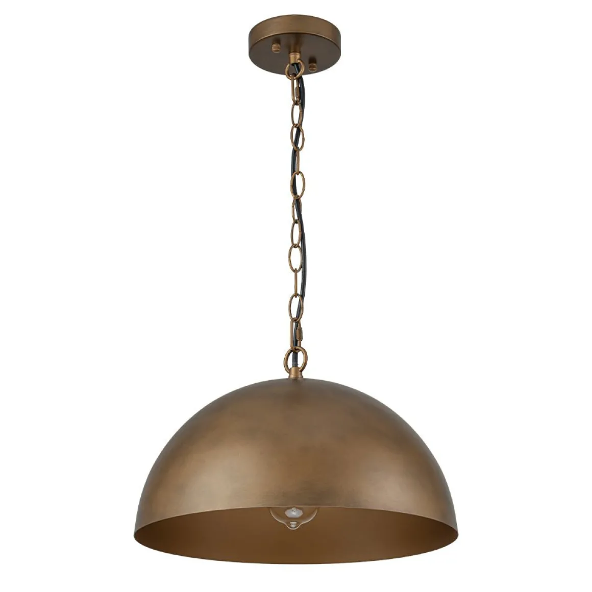 Oversized Vintage Bronze Metal Dome Pendant Light
