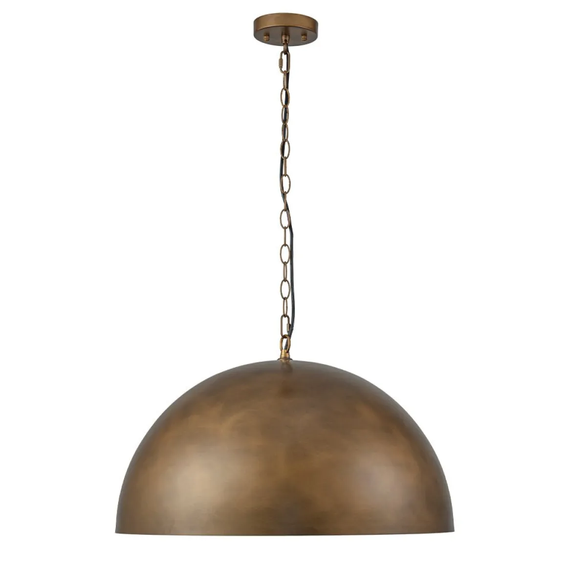 Oversized Vintage Bronze Metal Dome Pendant Light