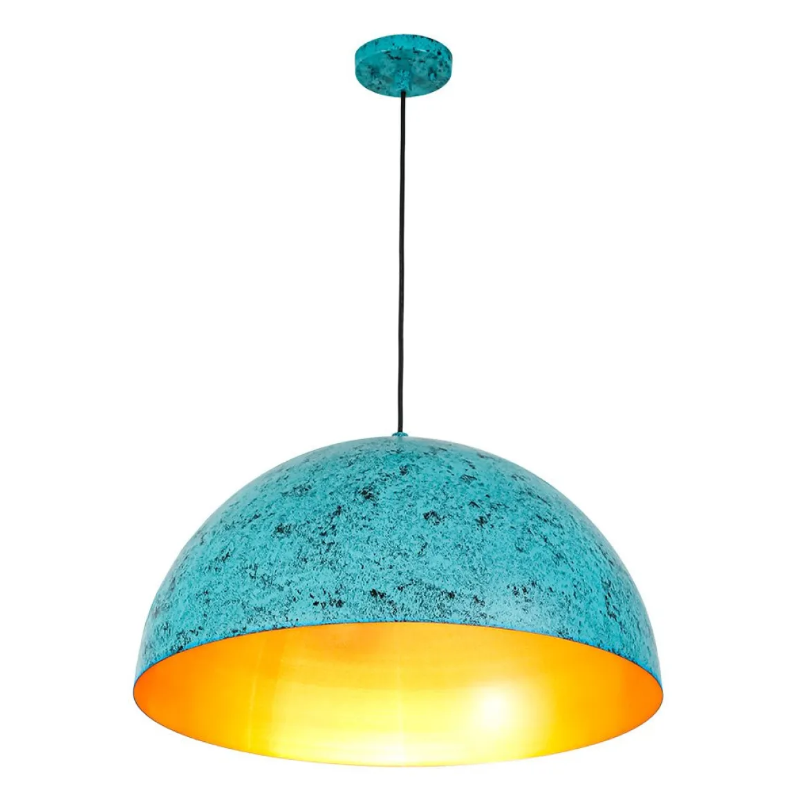 Oxidized Copper Verdigris Turquoise Oversized Dome Pendant