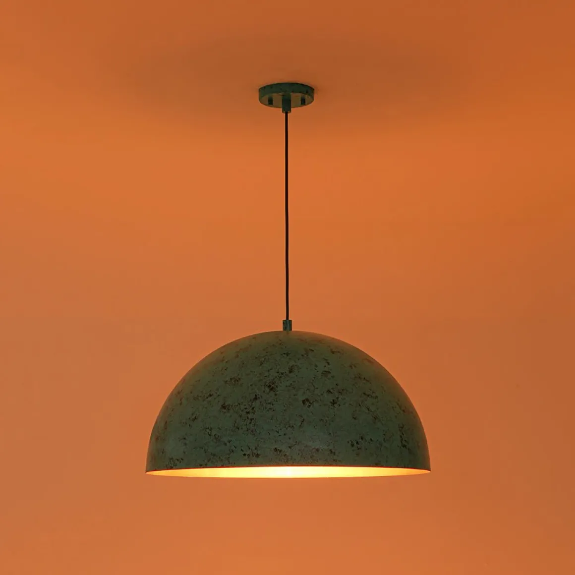 Oxidized Copper Verdigris Turquoise Oversized Dome Pendant