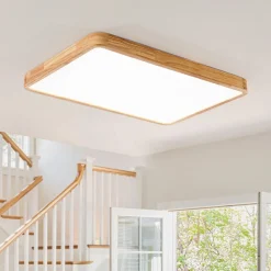 Rectangle Wooden Dimmable LED Flush Mount Ceiling Light