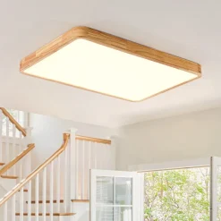 Rectangle Wooden Dimmable LED Flush Mount Ceiling Light