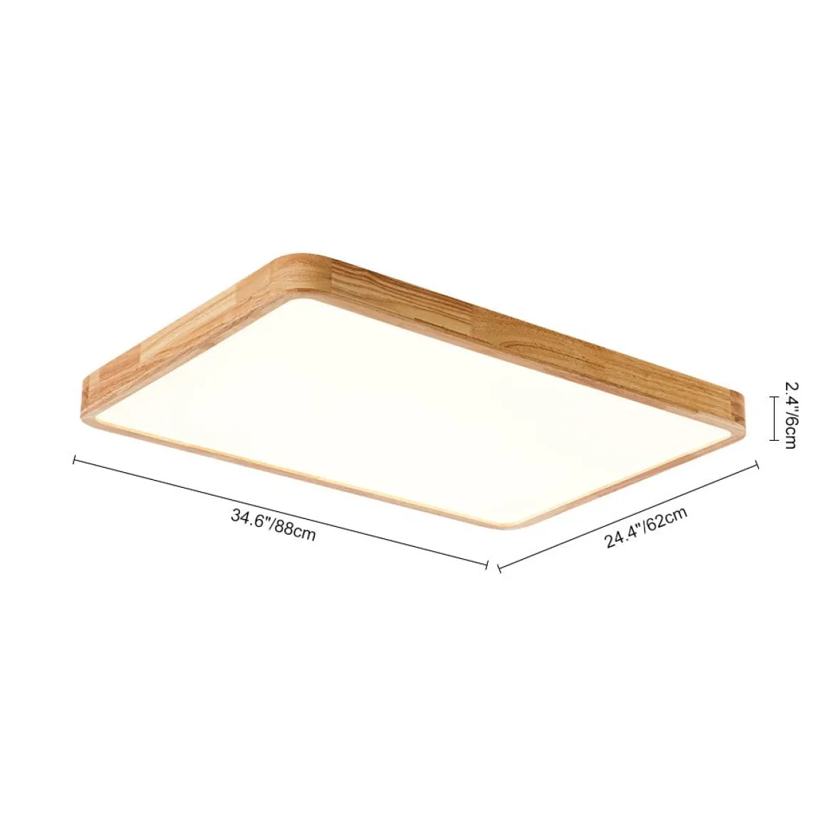 Rectangle Wooden Dimmable LED Flush Mount Ceiling Light